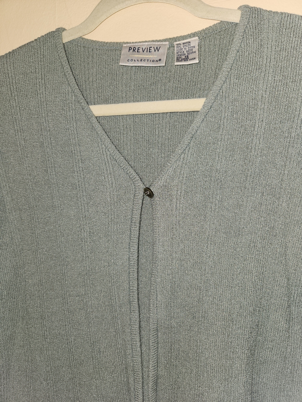 Preview Collection Seafoam Ribbed V-Neck Cardigan - Picture 2 of 4